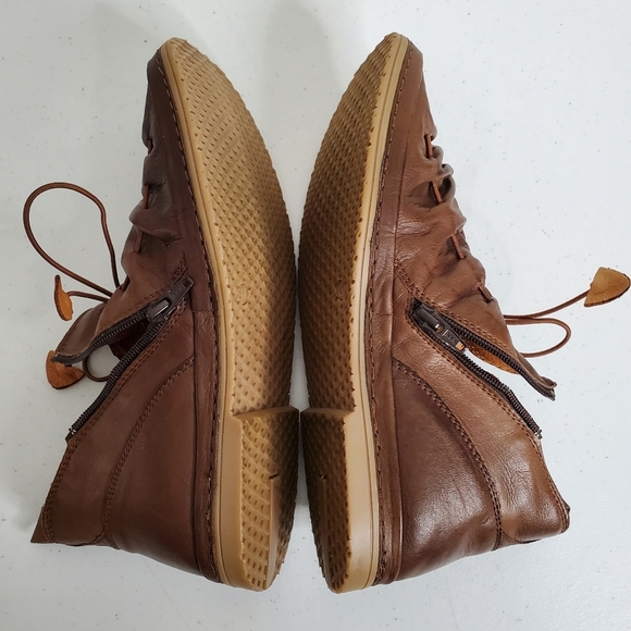 Lemon n’ Lime Leather Ankle Boot Size 41 Brown Lace-up Scrunch Comfort Bootie - Picture 7 of 16